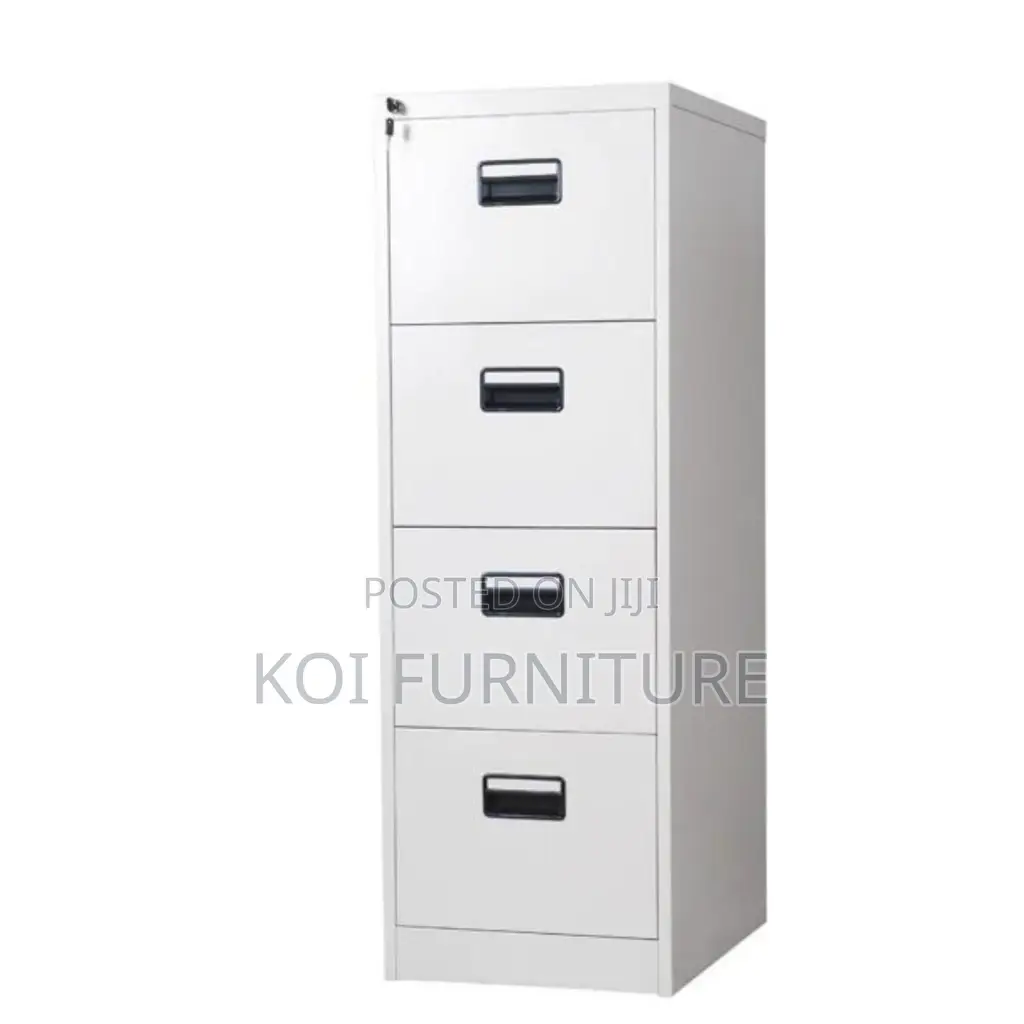 Office Cabinet; Four Lockers Grey- White Documents Cabinet