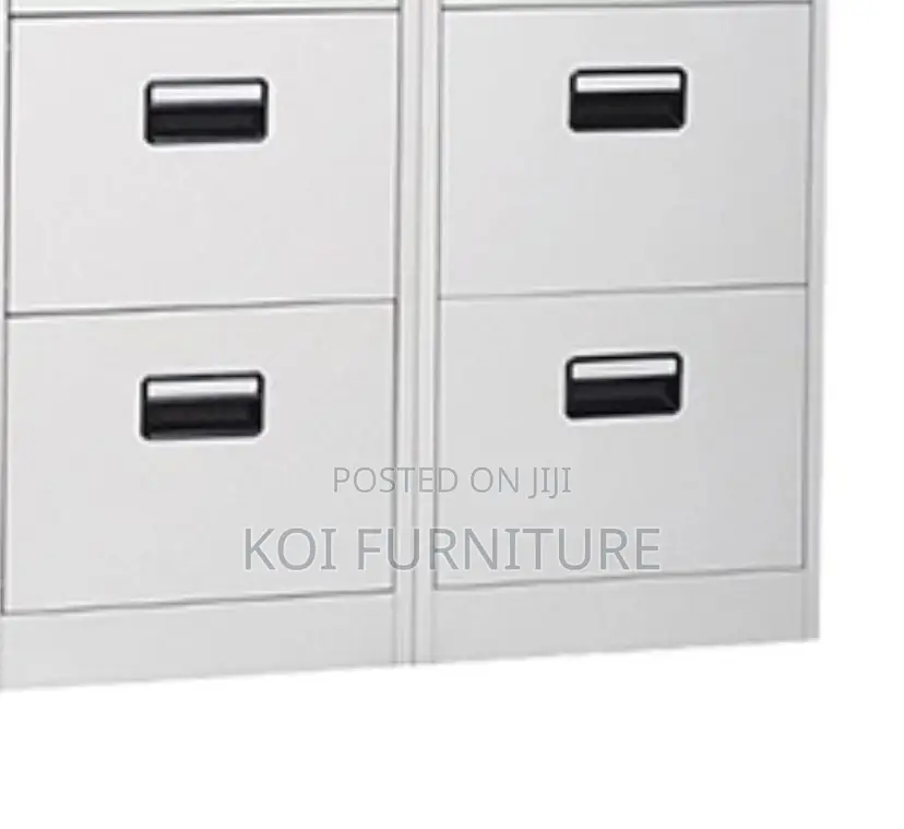 Office Cabinet; Four Lockers Grey- White Documents Cabinet