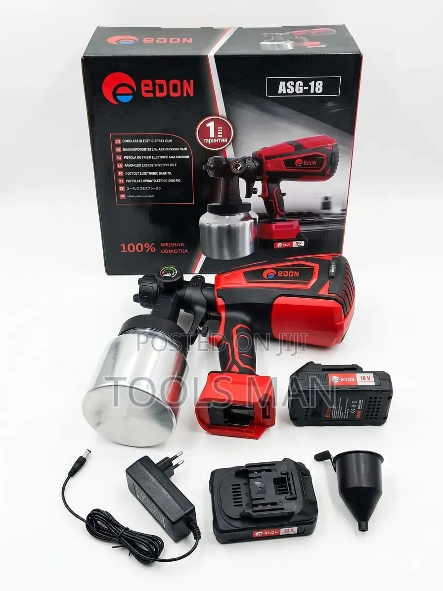 Edon Asg-18 Cordless Electric Paint Spray Gun - 18v With 2 Batteries.