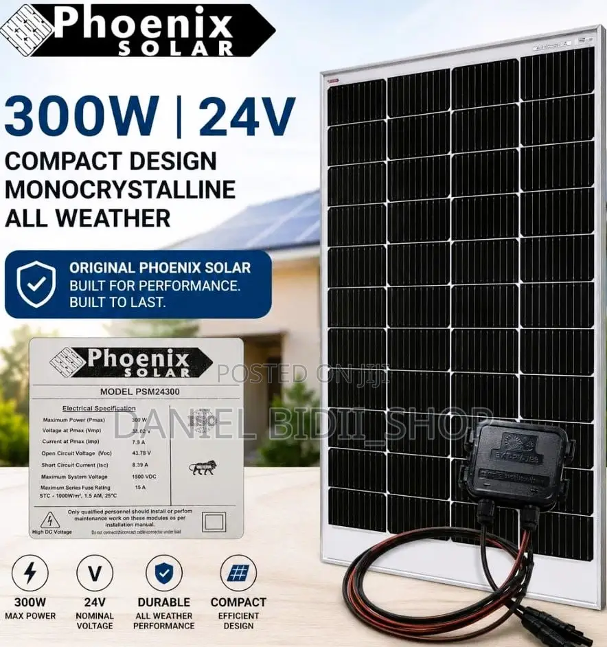 Phoenix Solar Panel Monocrystalline All Weather 300watts 24volts