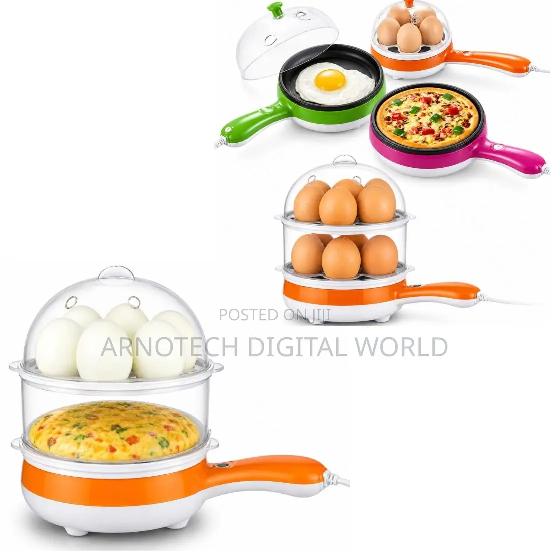 Double Layer Egg Boiler With Handel Non-Stick Electric Frying Pan