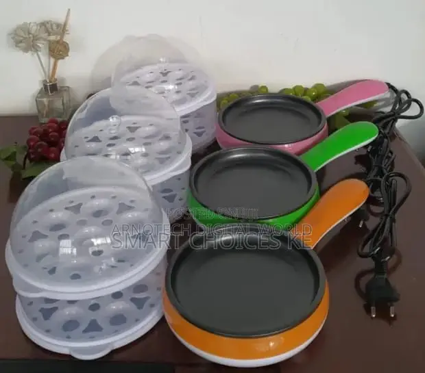 Double Layer Egg Boiler With Handel Non-Stick Electric Frying Pan