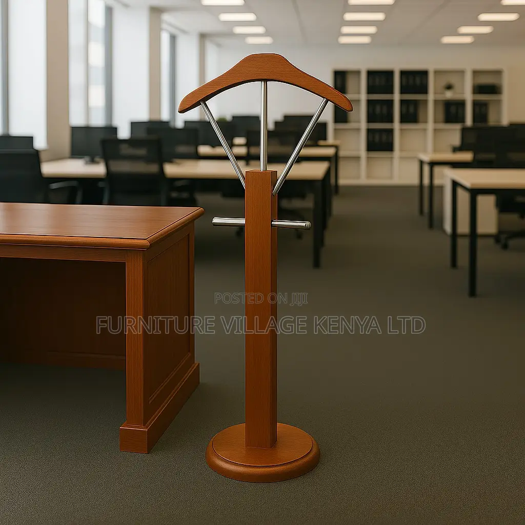 Mahogany Modern Office Coat Stand.