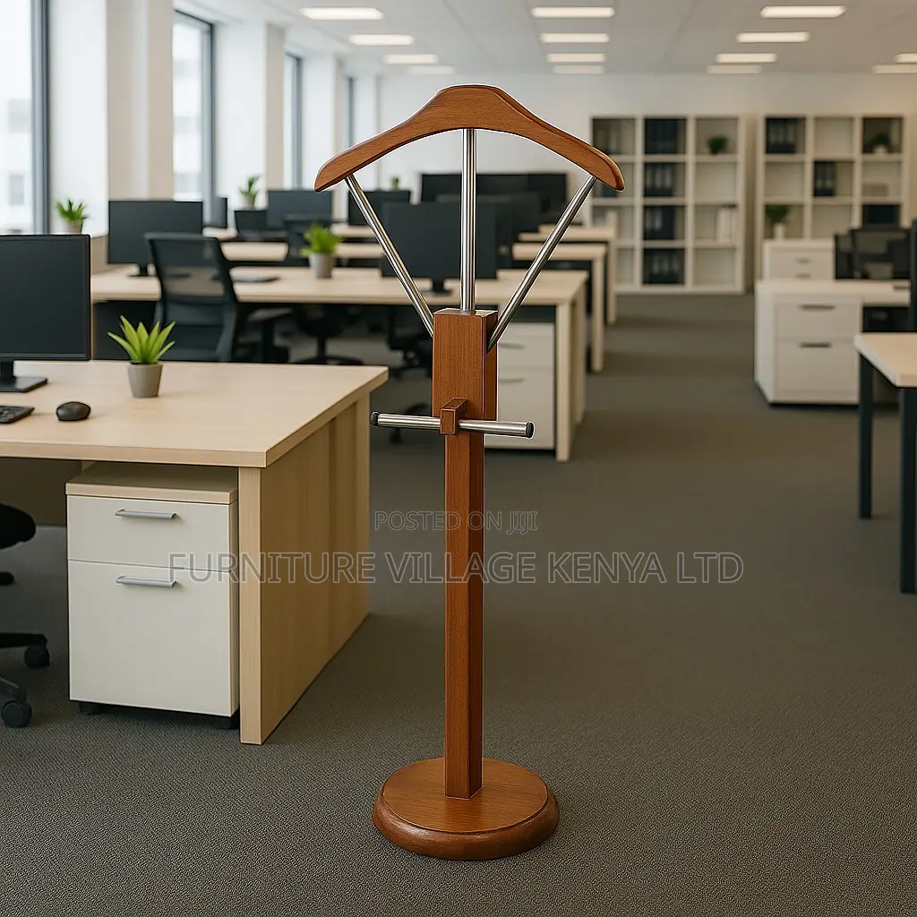 Mahogany Modern Office Coat Stand.
