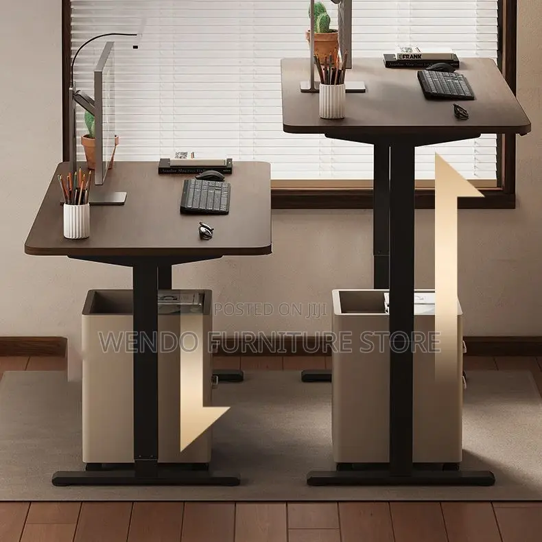 Office Desk; 1800mm Black Style Adjustable Height With Control Panel