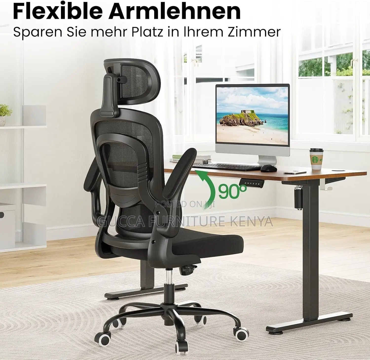 Office High Back Chair With Flip Arms
