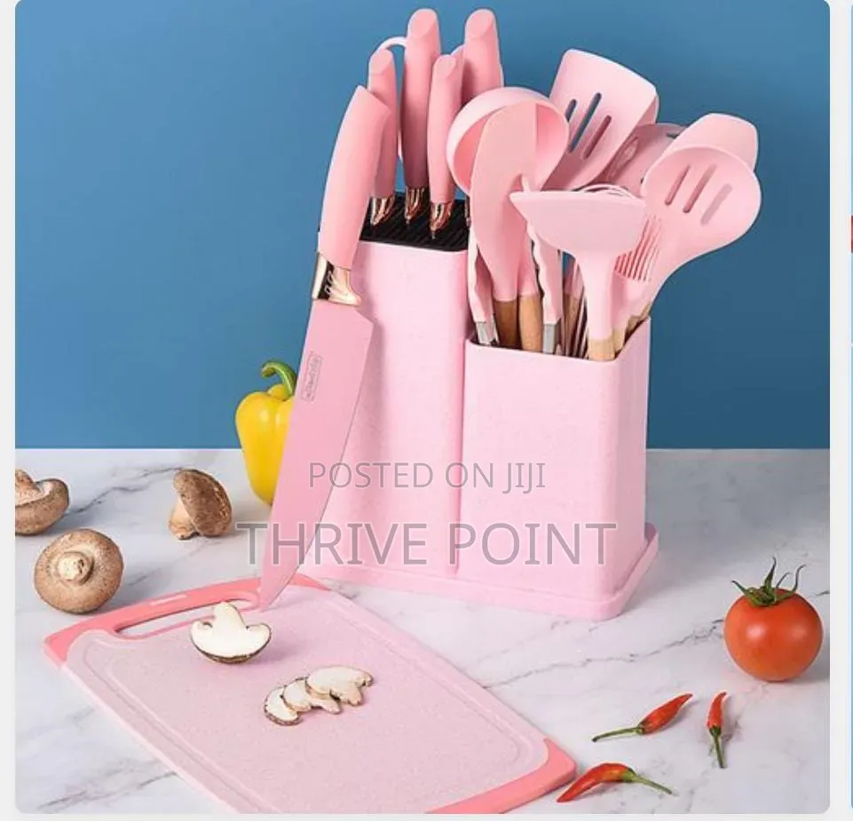 19pcs Silicone Cooking Kitchen Spoon Set With Knives and Chop Board