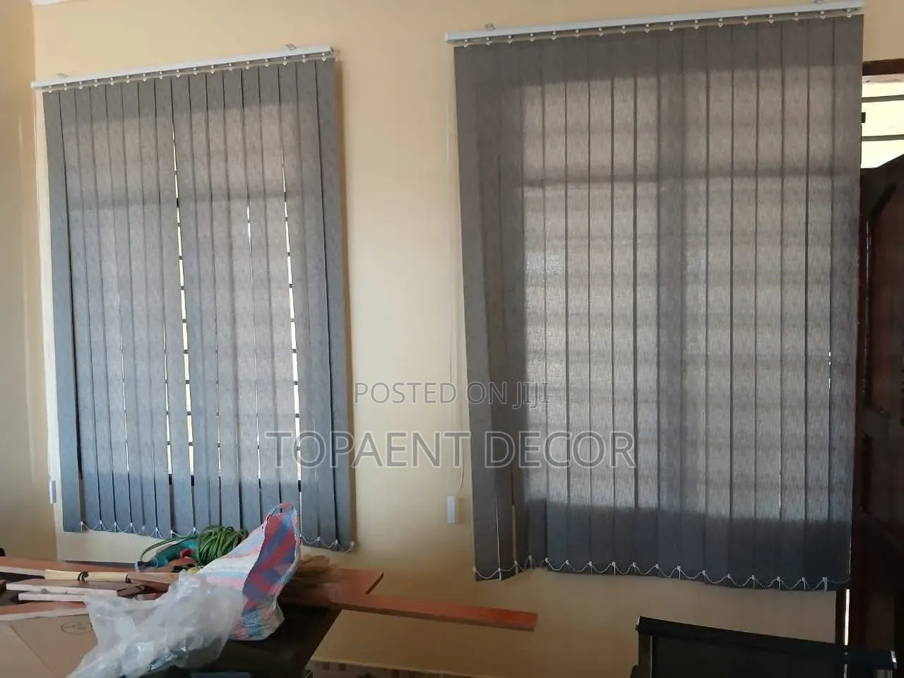 Grey Simple Line ,Cozy Vibes , Vertical Office Window Blinds