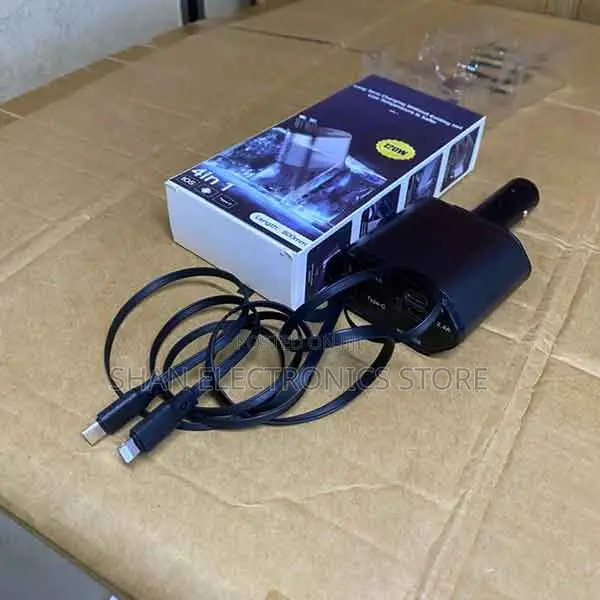 4-in-1 Design Type-Cretractable Car Charger 120w Fast Charging Charger