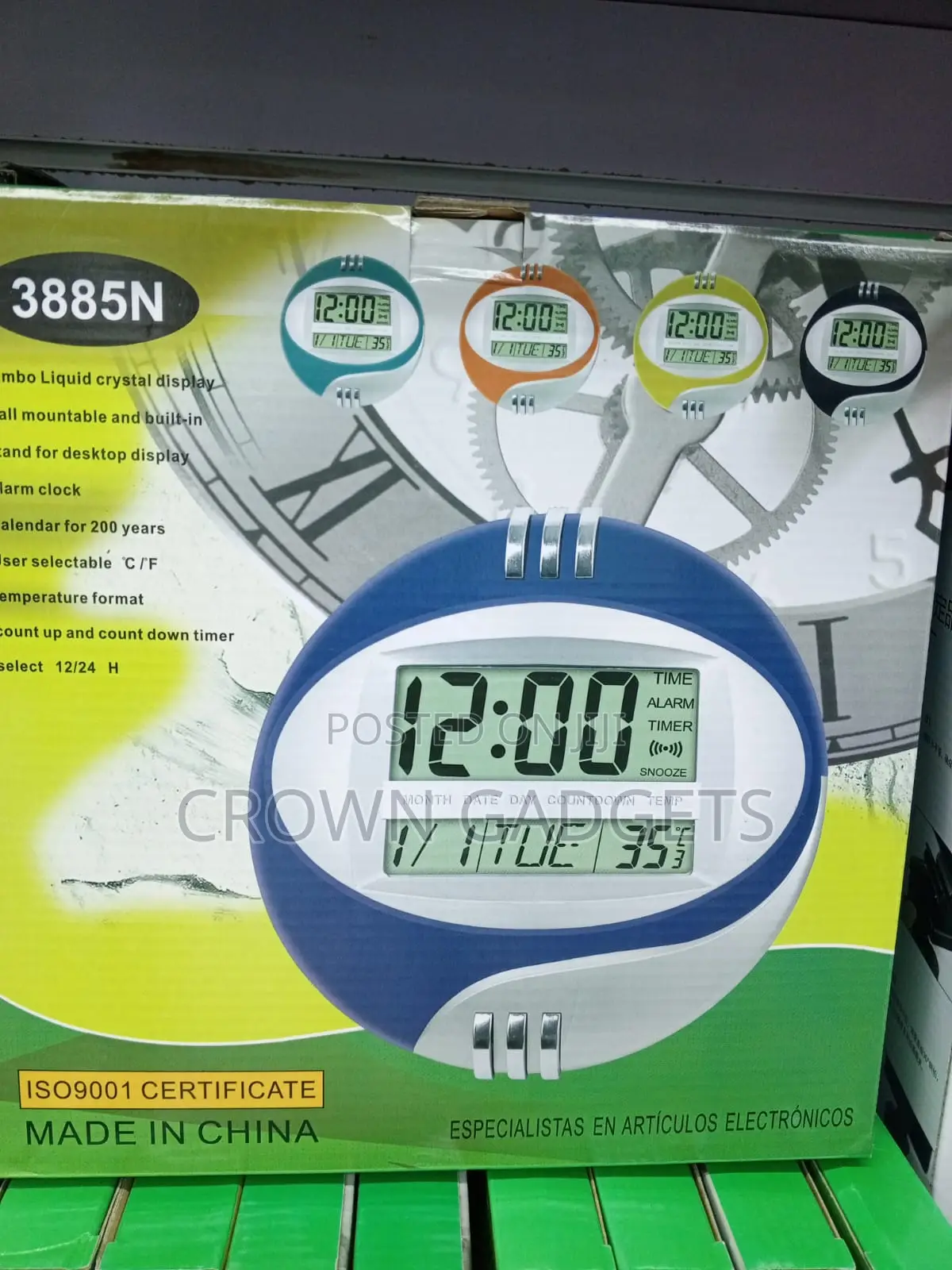 Kadio 3885n LCD Wall Clock Alarm Calendar Thermometer