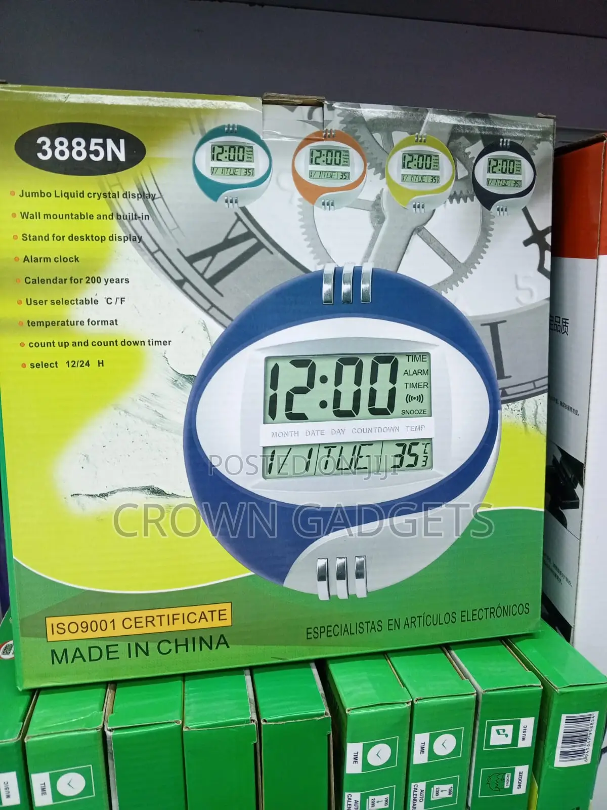 Kadio 3885n LCD Wall Clock Alarm Calendar Thermometer