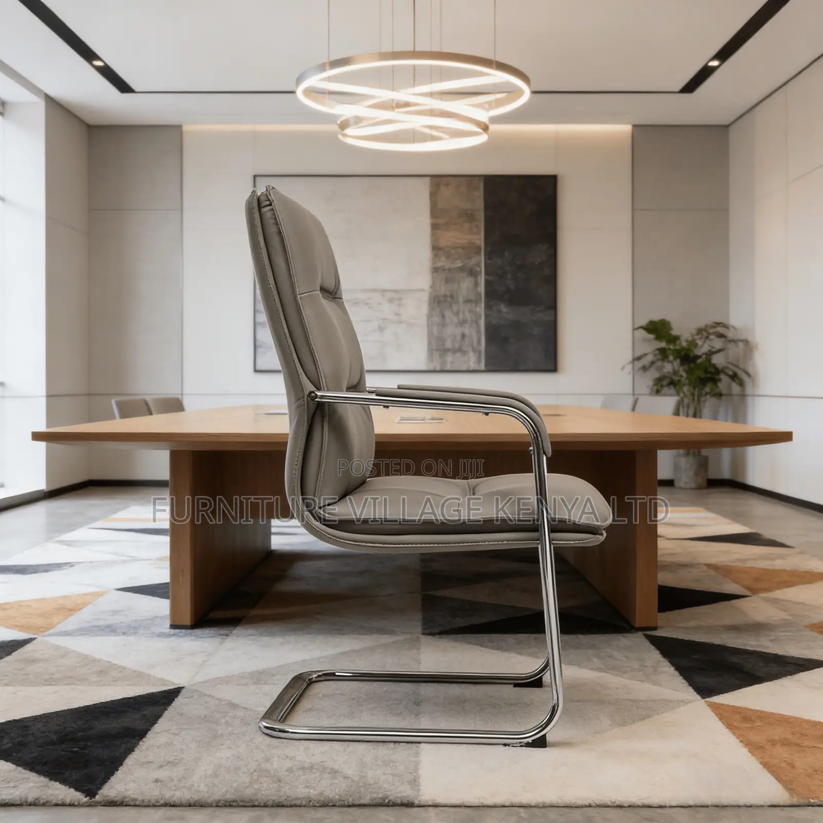 Gray Leather Guest Office Chair