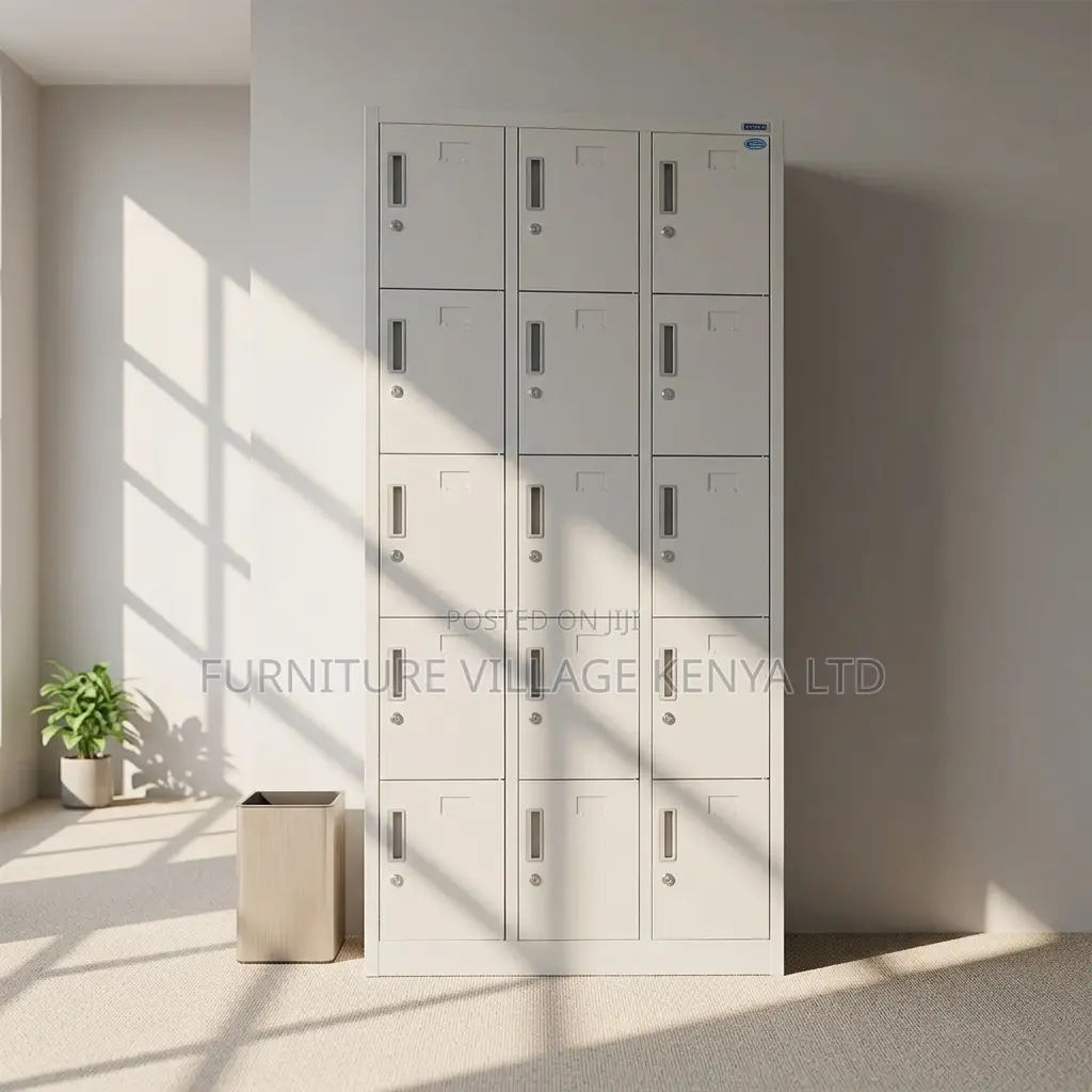 15-door's White Gym Locker Storage.