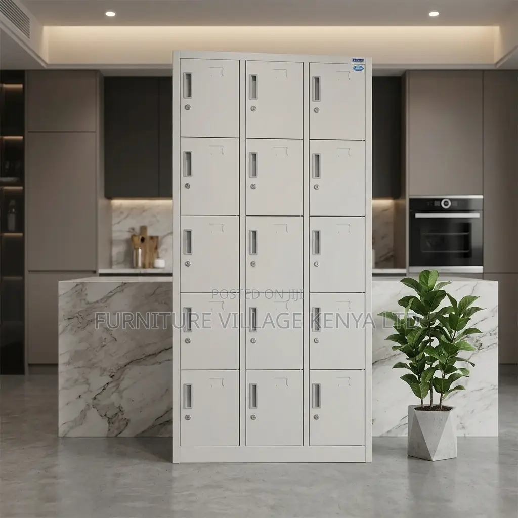 15-door's White Gym Locker Storage.