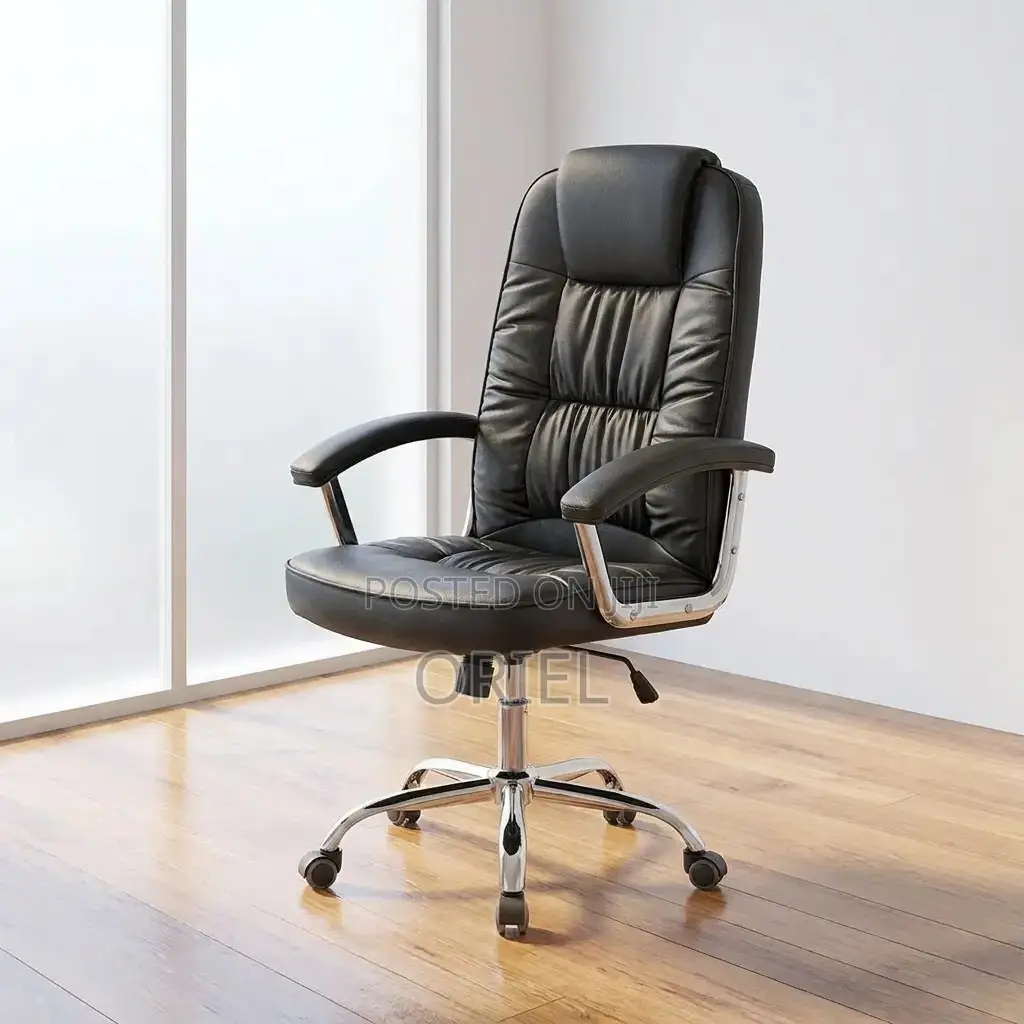 Office Chair : Ergonomic Black Pu Leather Office Chair