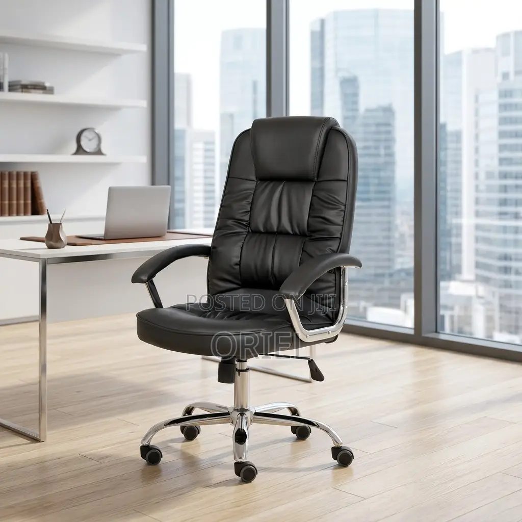 Office Chair : Ergonomic Black Pu Leather Office Chair