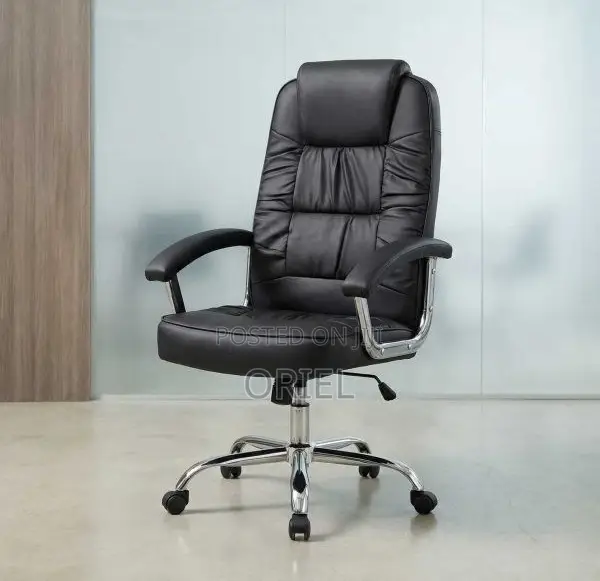 Office Chair : Ergonomic Black Pu Leather Office Chair