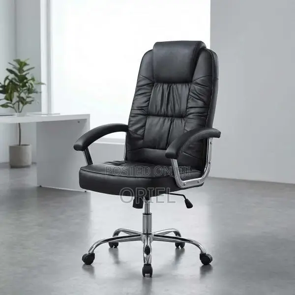 Office Chair : Ergonomic Black Pu Leather Office Chair