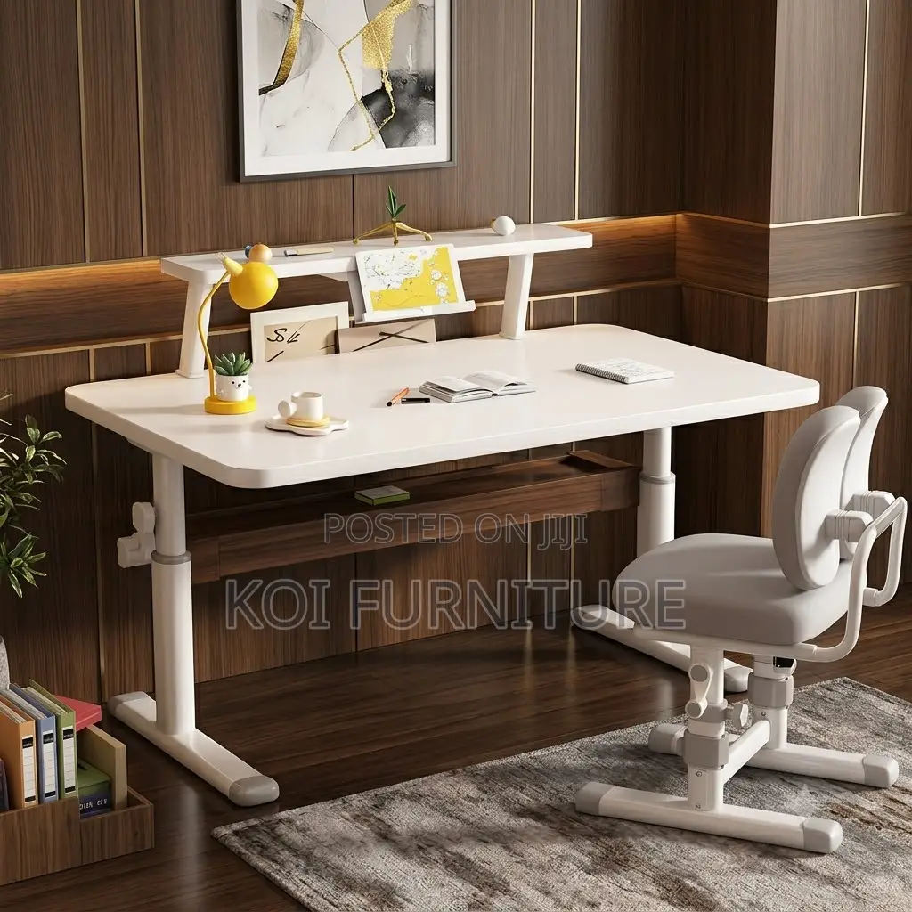Office Desk; Manual Adjustable Office Stading White Table