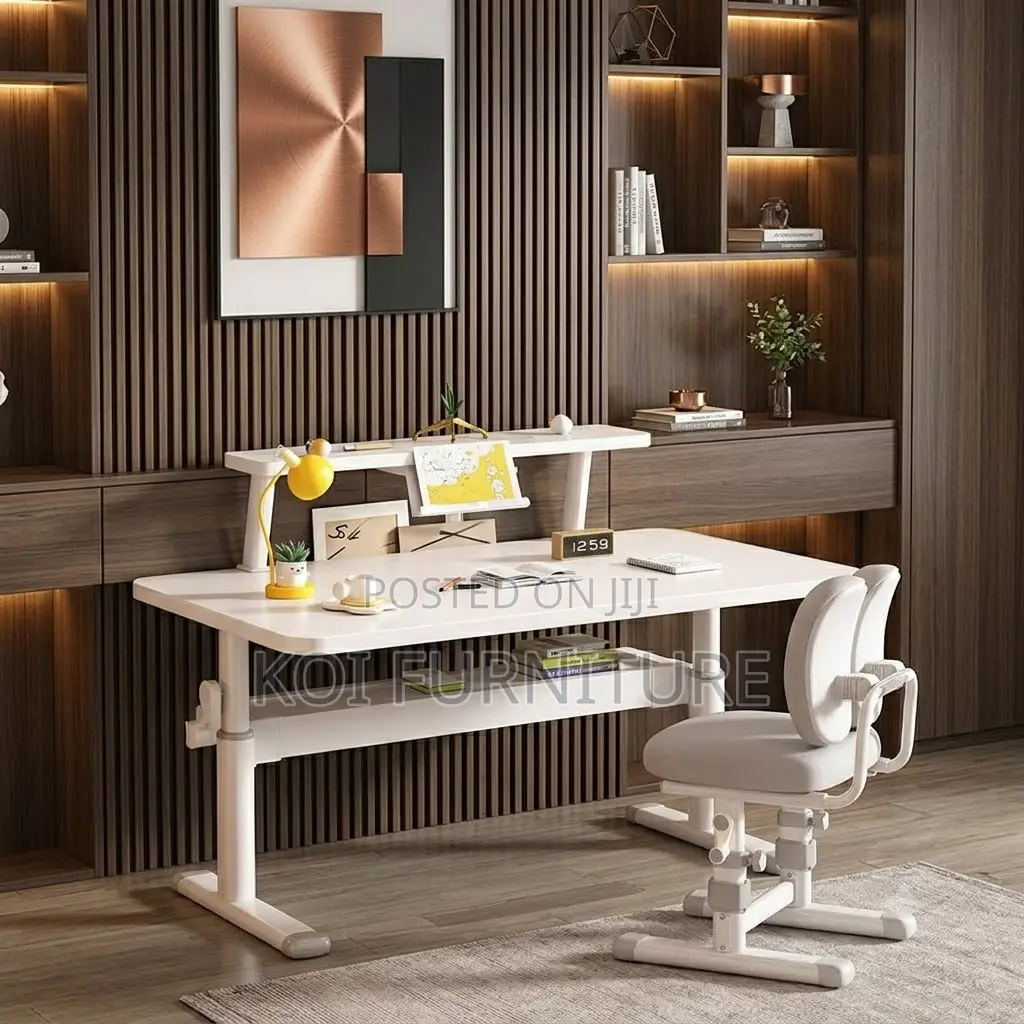 Office Desk; Manual Adjustable Office Stading White Table