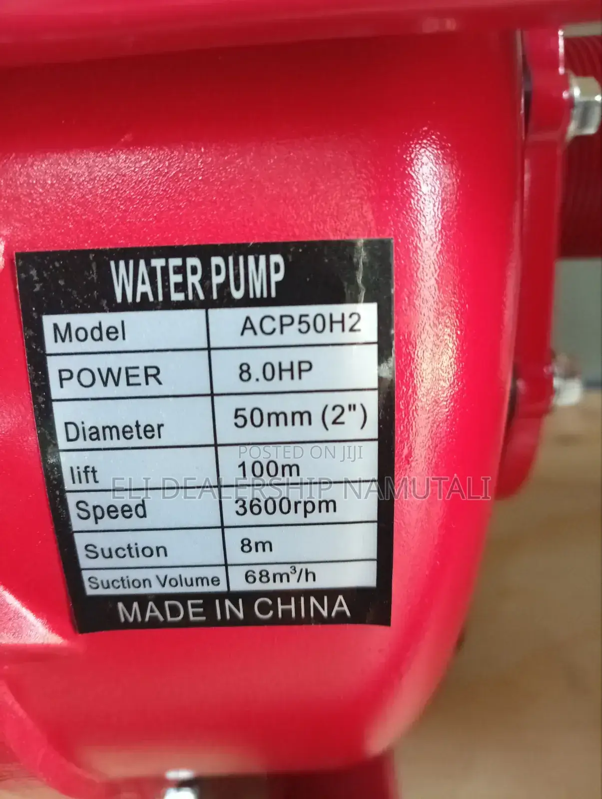 High Quality Engine Operated Water Pump 2"/8m Head Suction