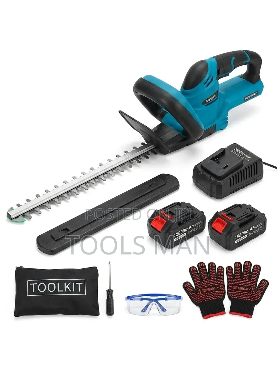 Cordless Electric Hedge Trimmer With 2 Rechargeable Batteries.