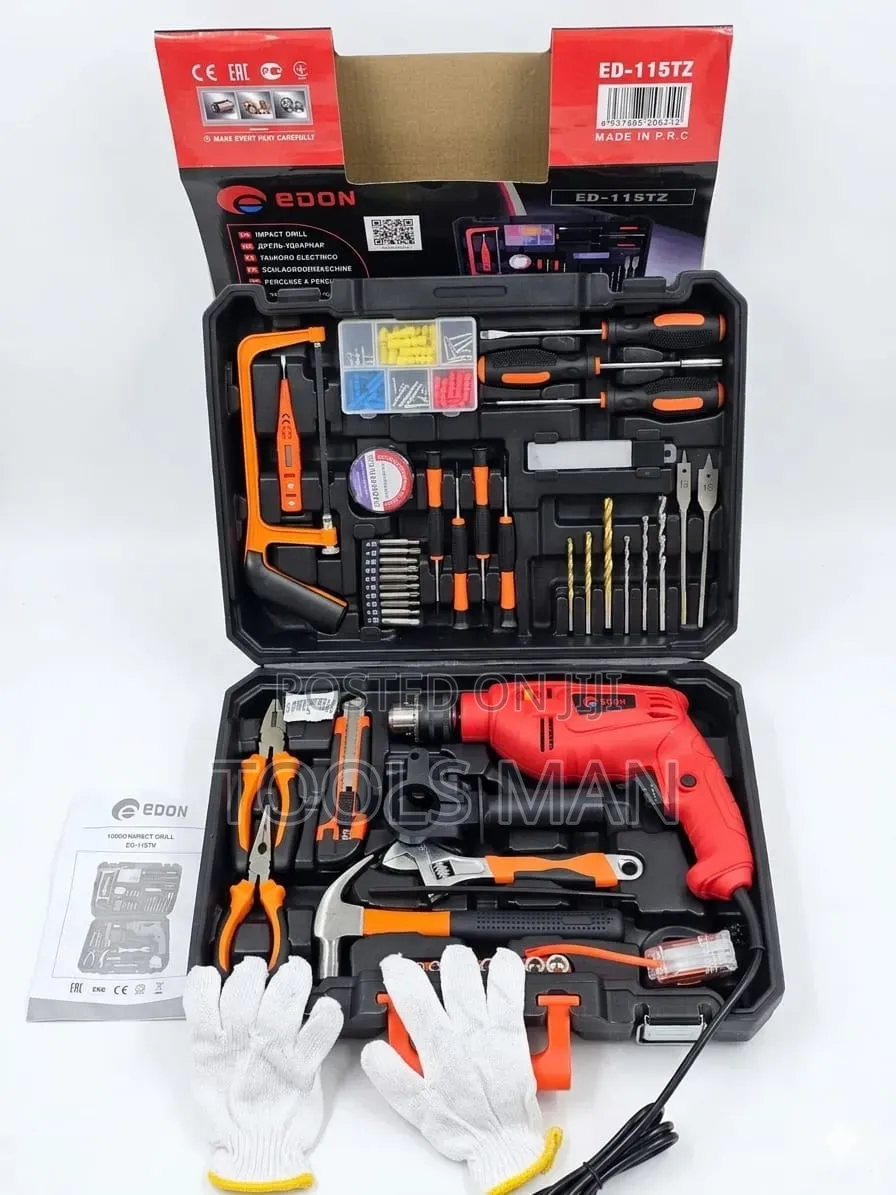 Edon Ed-115tz Impact Drill Complete Home Tool Kit - 100+ Pieces.