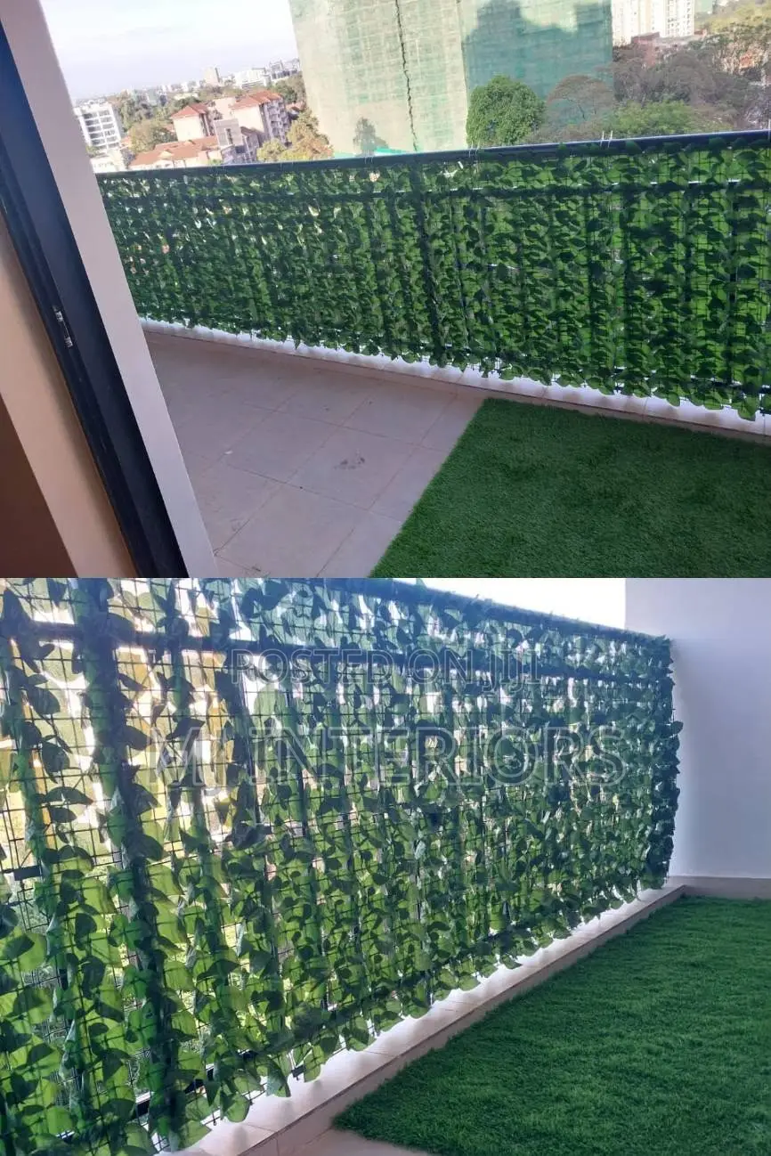 Uv Resistant Dark Green Artificial Ivy Fence Balcony Cover Roll