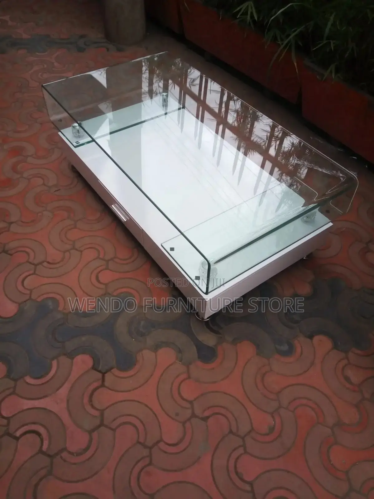 Coffee Table; Home Coffee Table With Glasses Top Surface