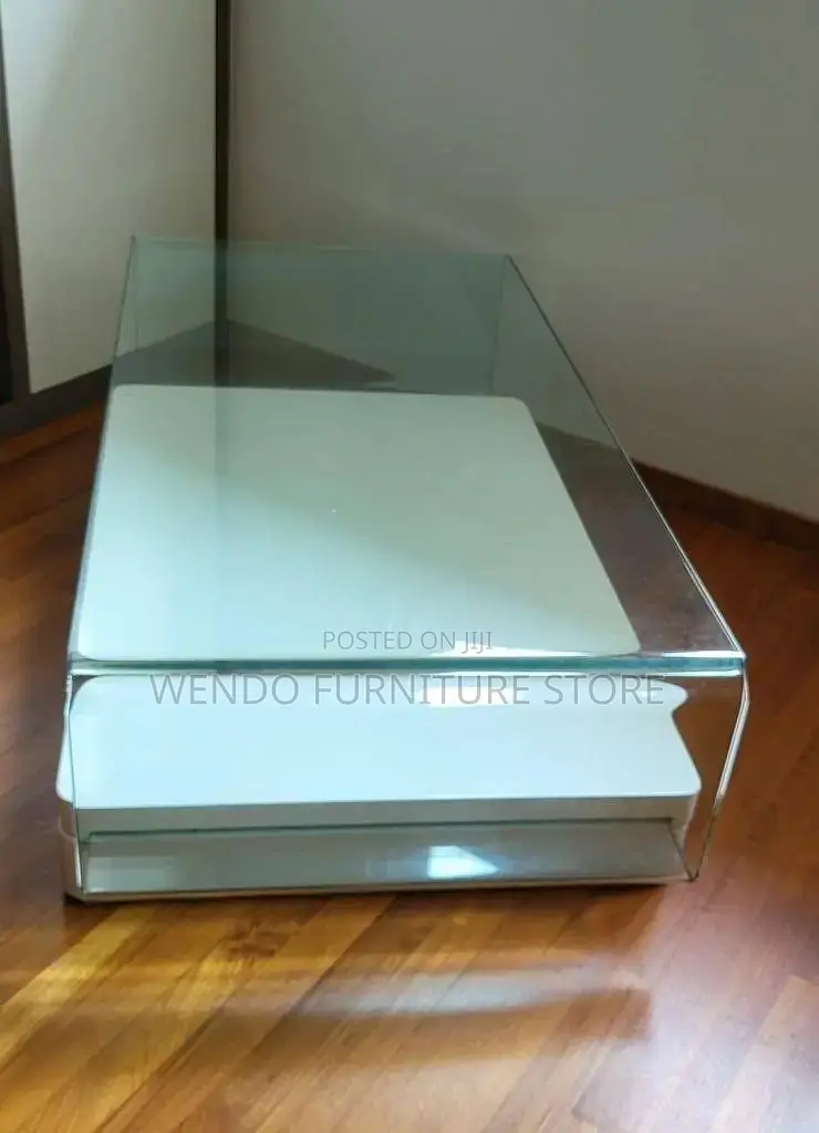 Coffee Table; Home Coffee Table With Glasses Top Surface