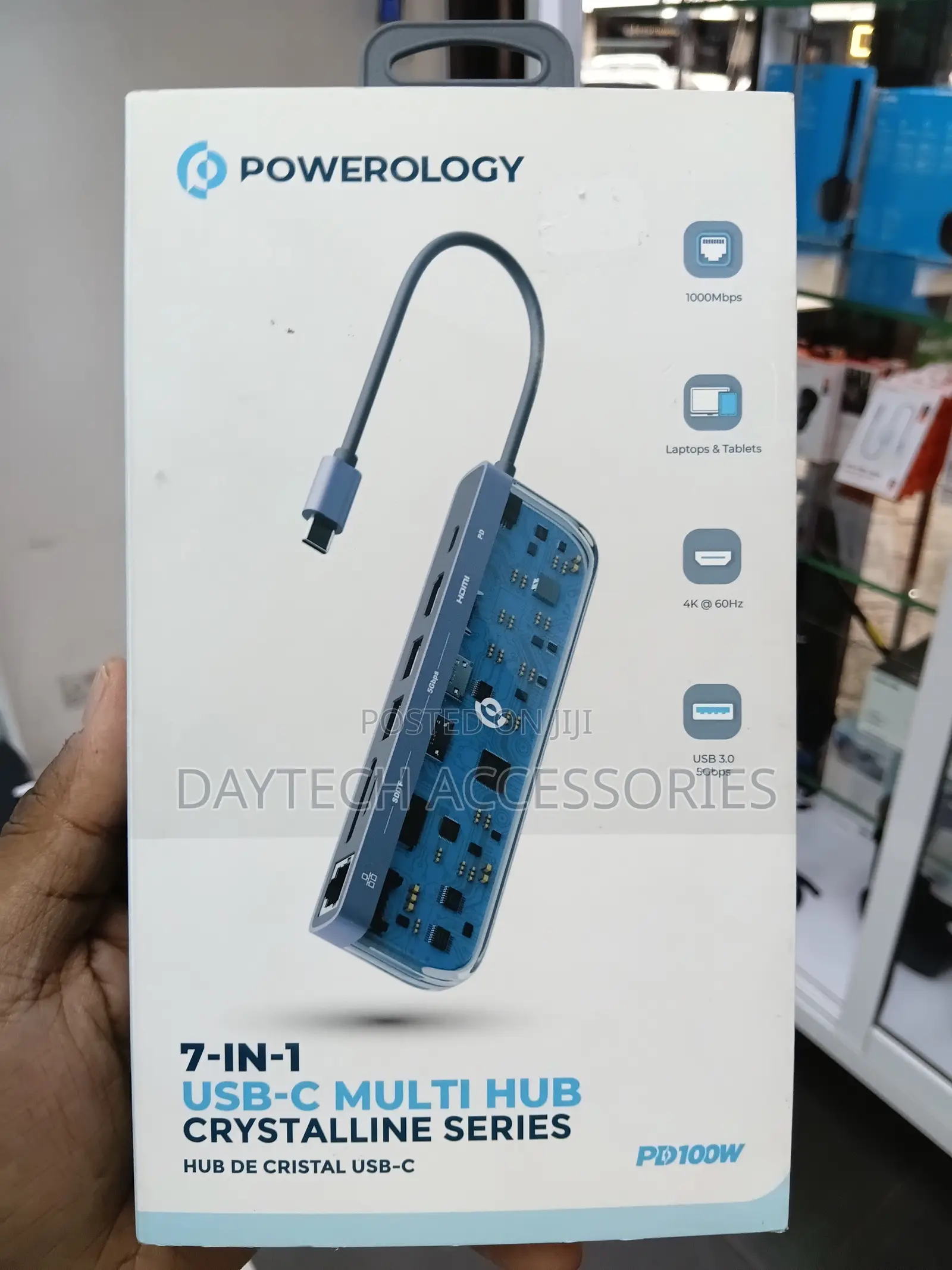 Powerology Crystalline Series 7in1 Usb-C Multiport Usb-C Hub.