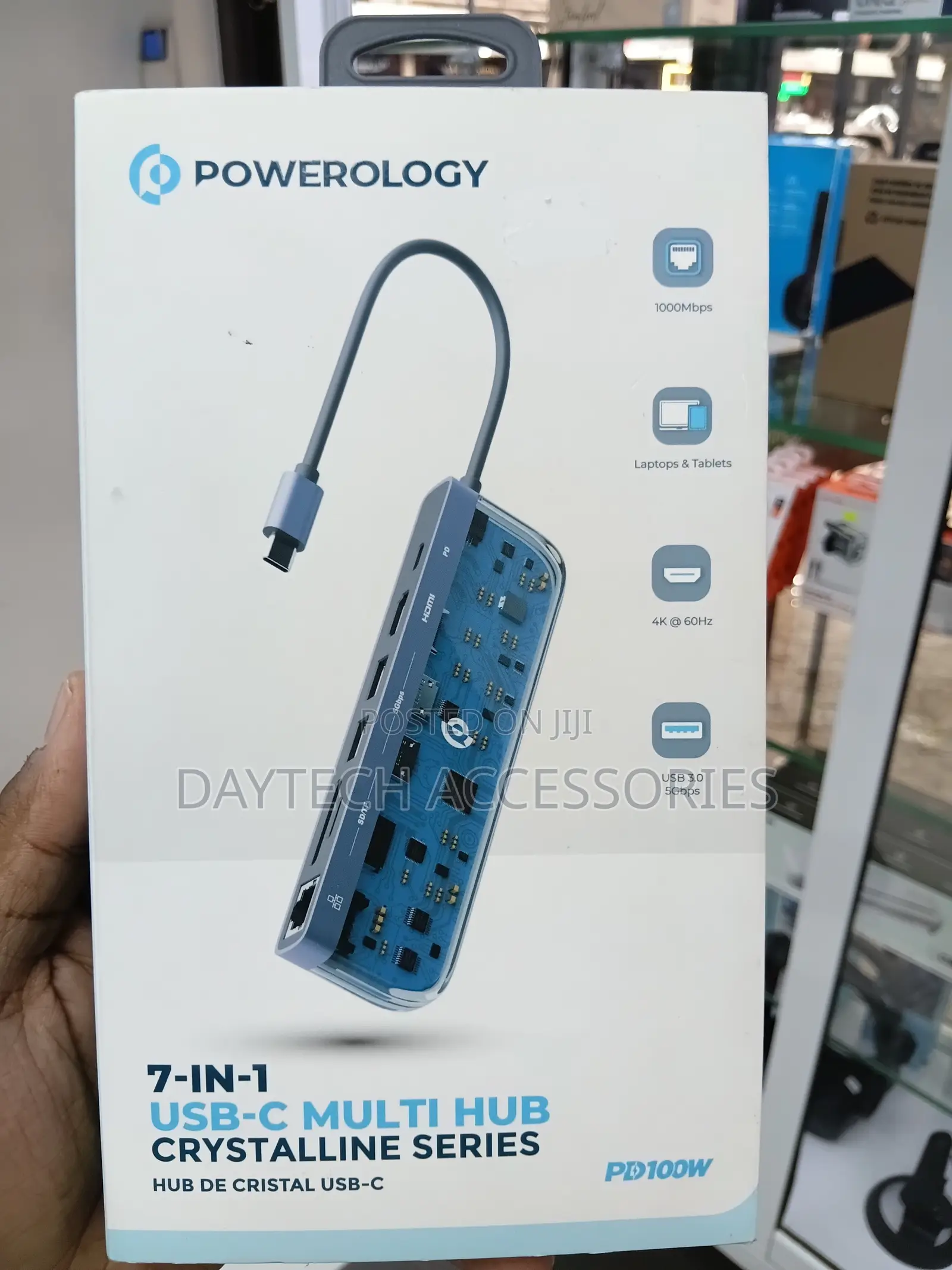 Powerology Crystalline Series 7 in 1 Usb-C Multi Hub Pd 100w