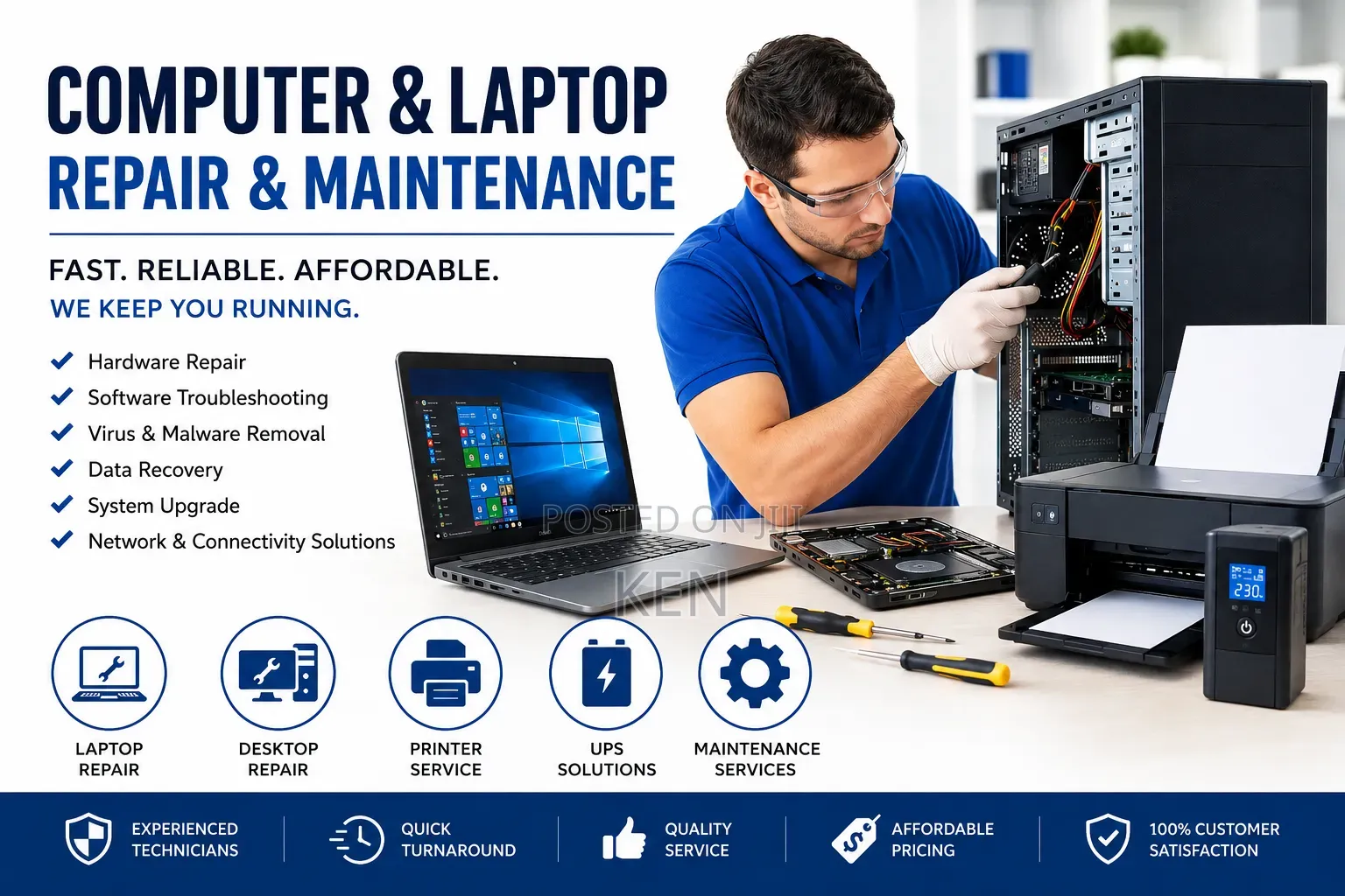 Repairs and Maintenance for Computers, Laptops, Printers Ups Systems