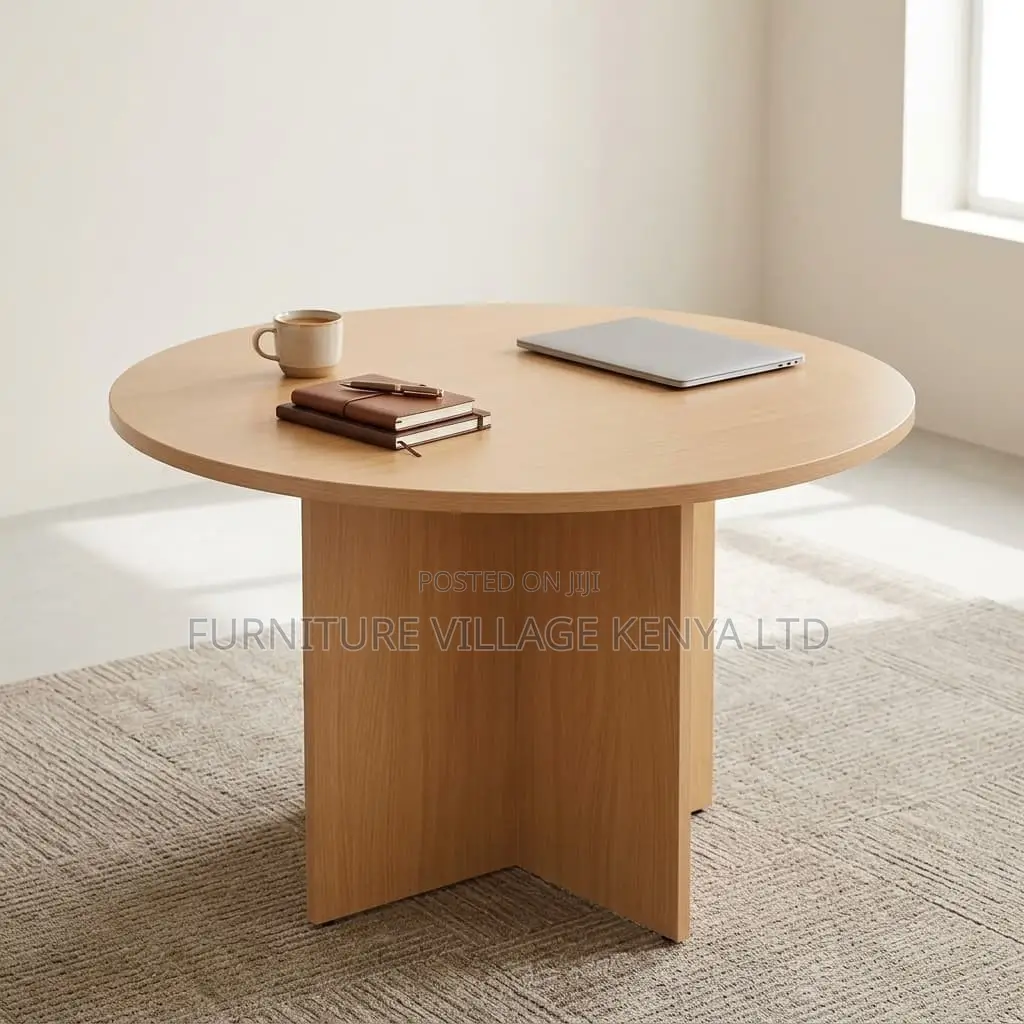 Round Brown Meeting Office Table.