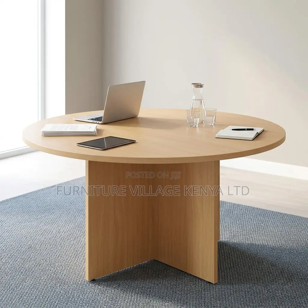 Round Brown Meeting Office Table.