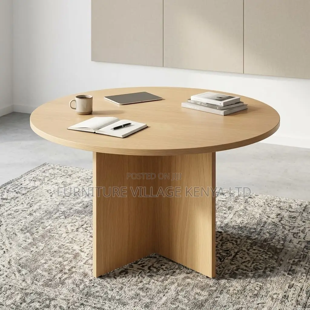 Round Brown Meeting Office Table.