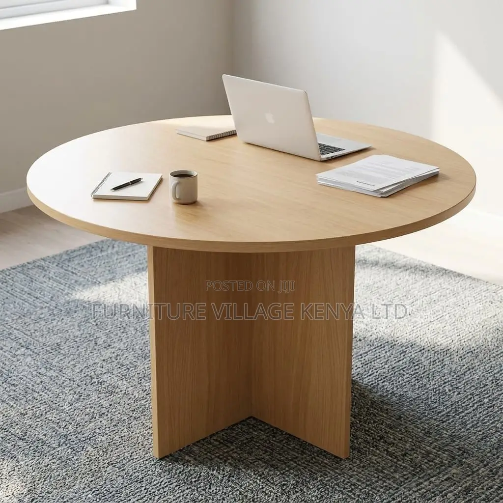 Round Brown Meeting Office Table.