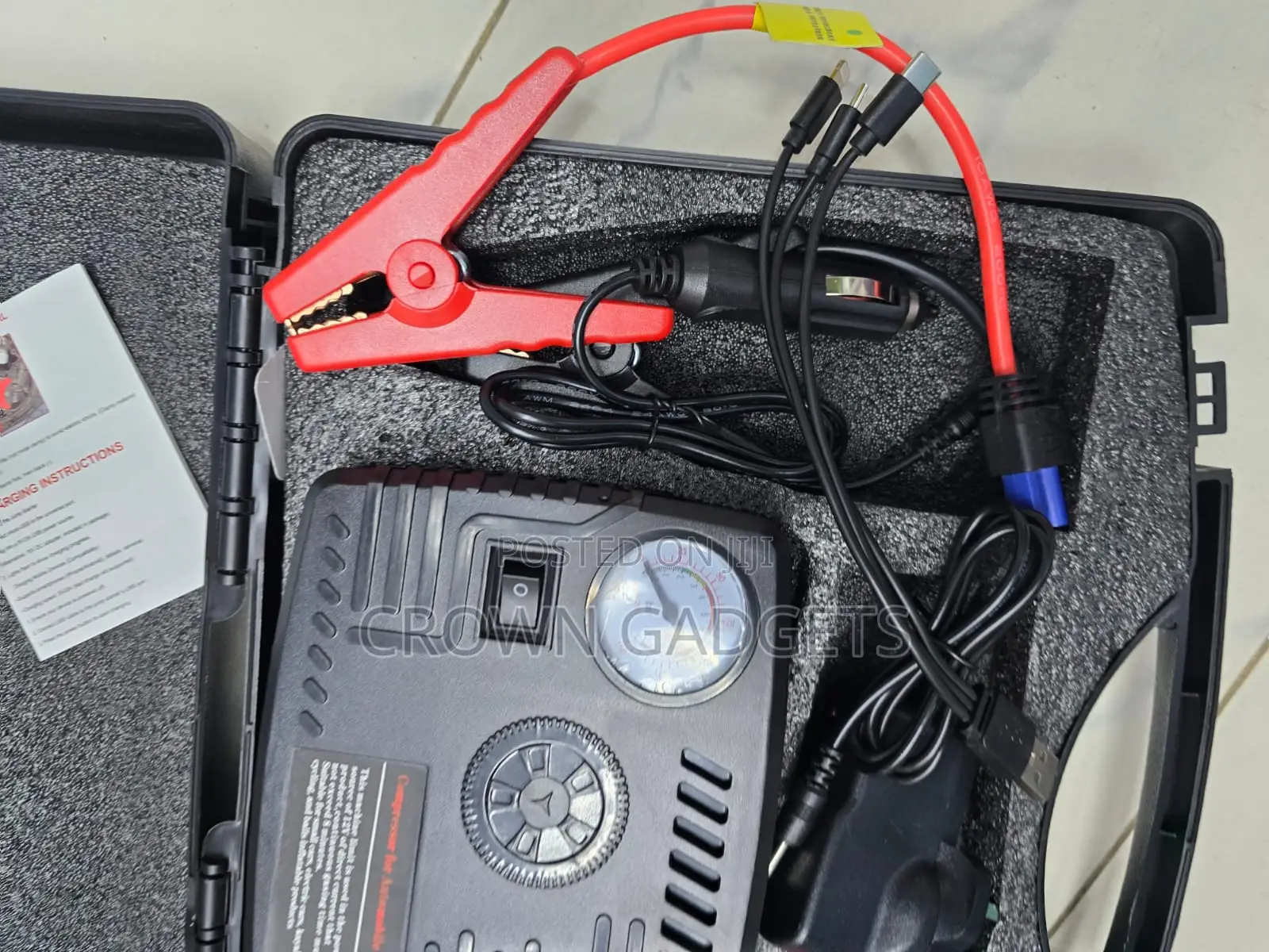 12v Car Jump Starter With Air Compressor Power Bank Kit