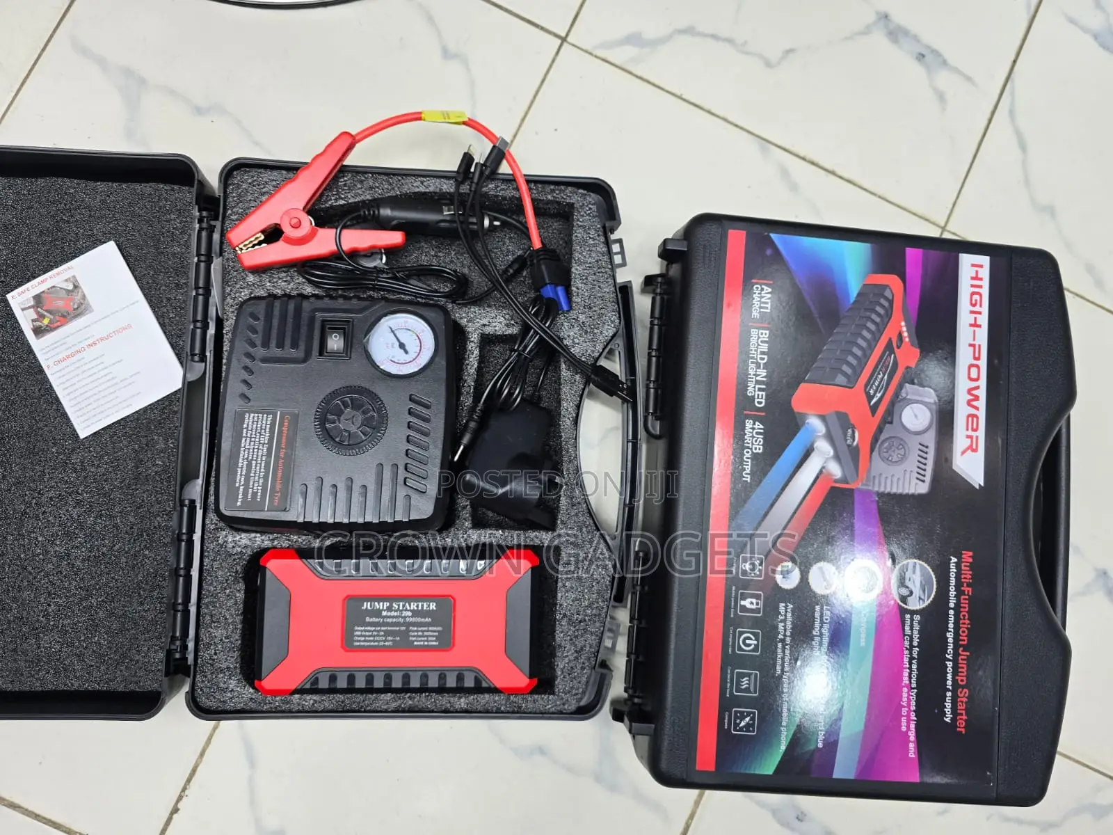 Portable Car Battery Jump Starter and Tire Inflator Kit
