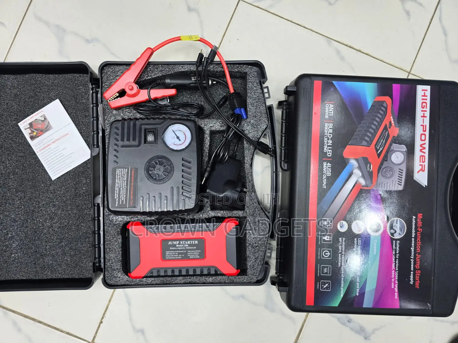 Portable Car Battery Jump Starter and Tire Inflator Kit