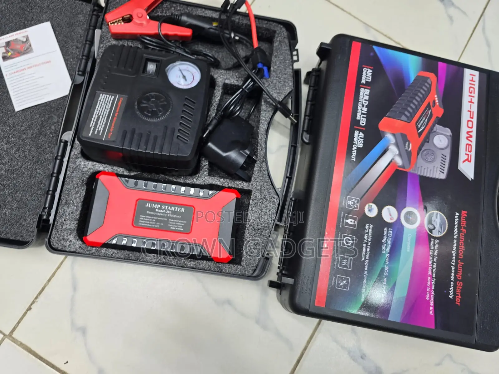 Portable 12v Vehicle Jump Starter Kit With Hard Case