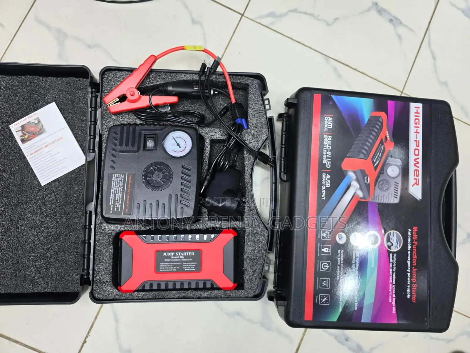 Car Jump Starter Power Bank and Air Compressor Combo