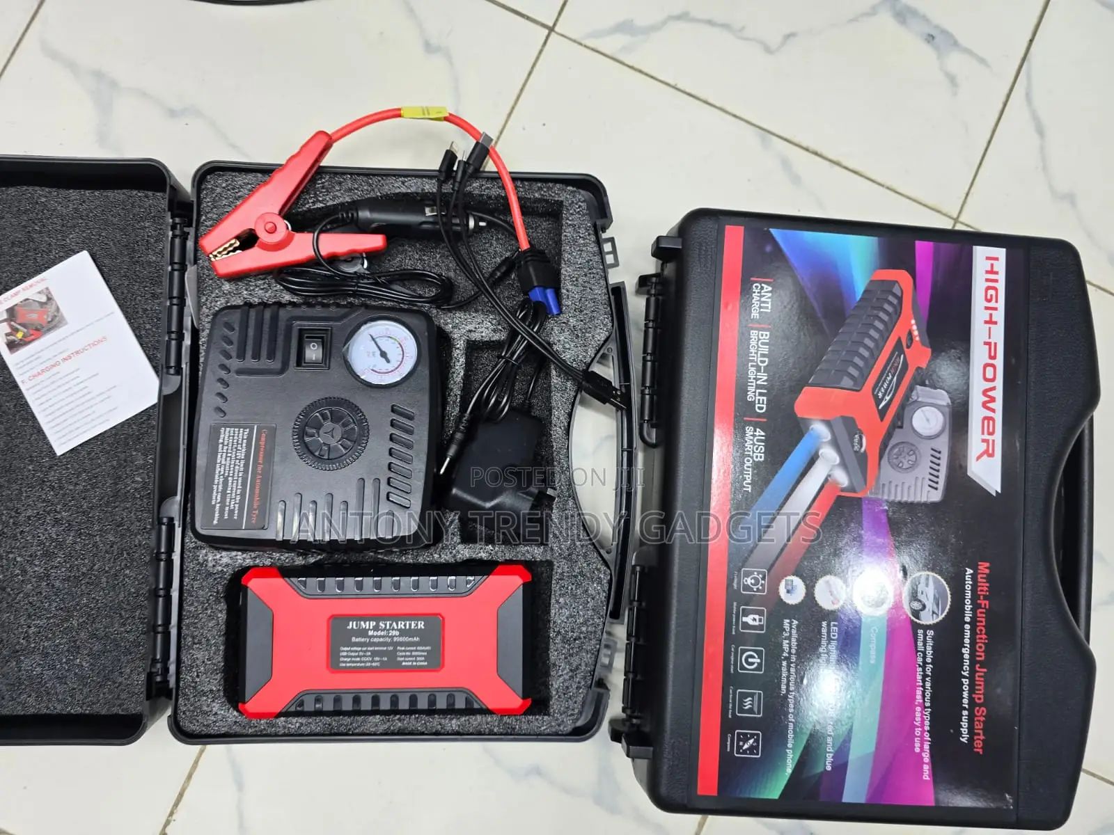 Car Jump Starter Power Bank and Air Compressor Combo