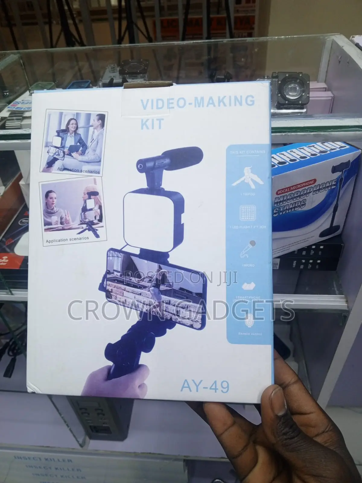 Ay-49 Vlogging Kit With Microphone Led Light And Tripod