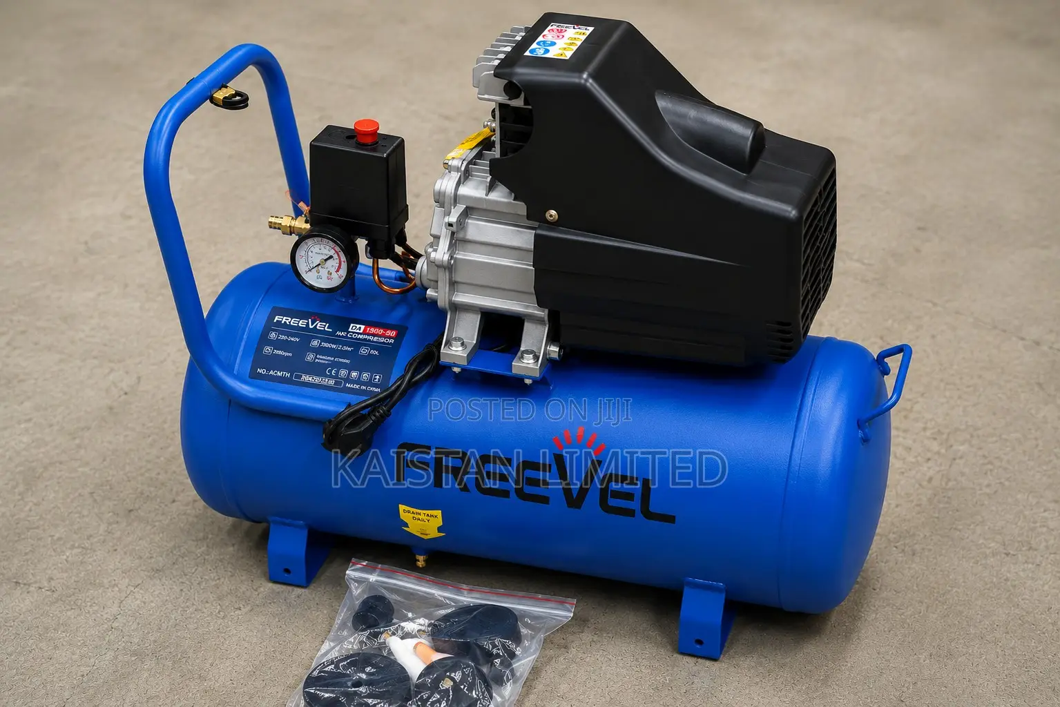 Portable 50l Air Compressor 2hp. Freevel 50l Air Compressor 1500w
