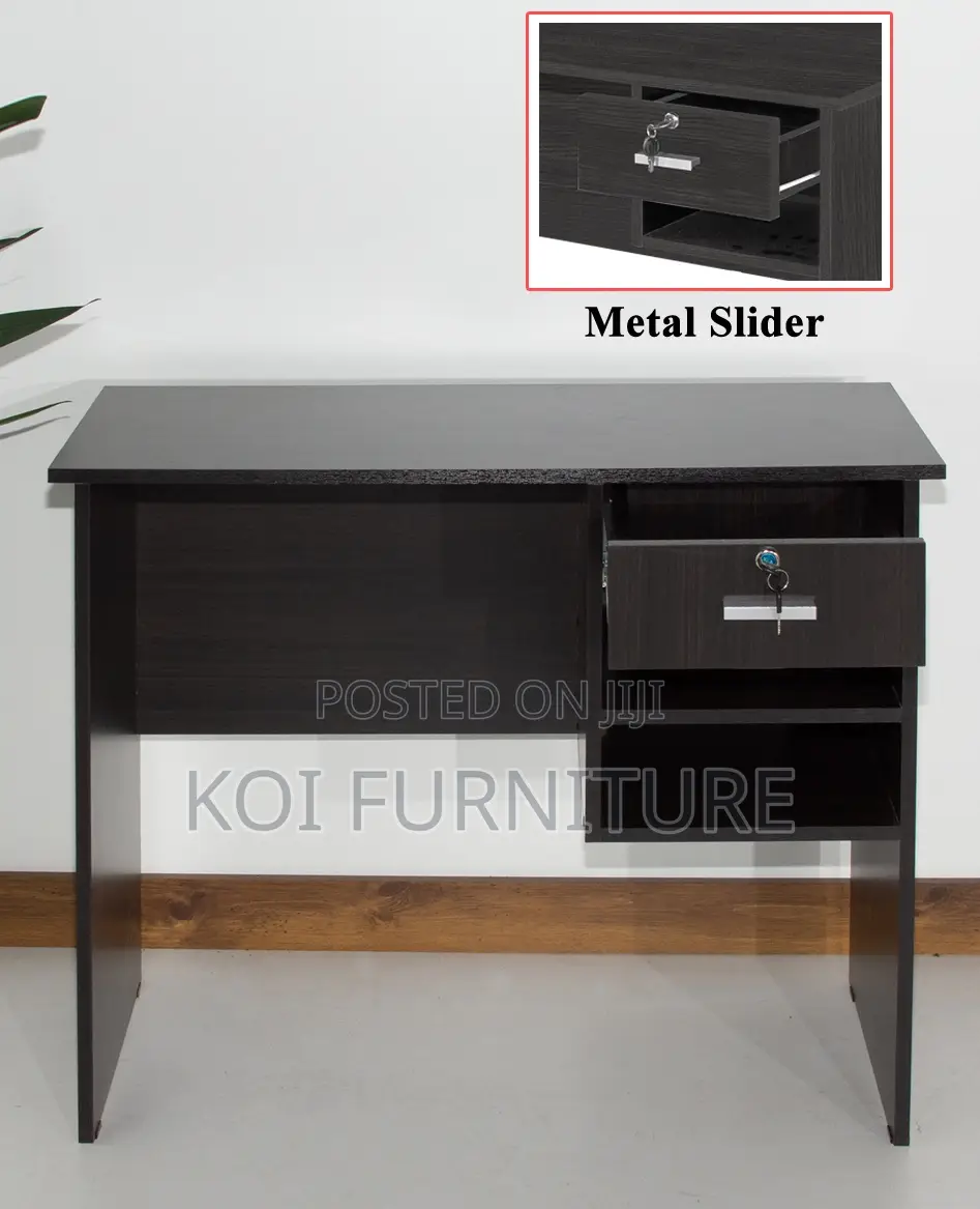 Office Desk : 0.9m Dark Wenge Contemporary Engineered Wood Desk