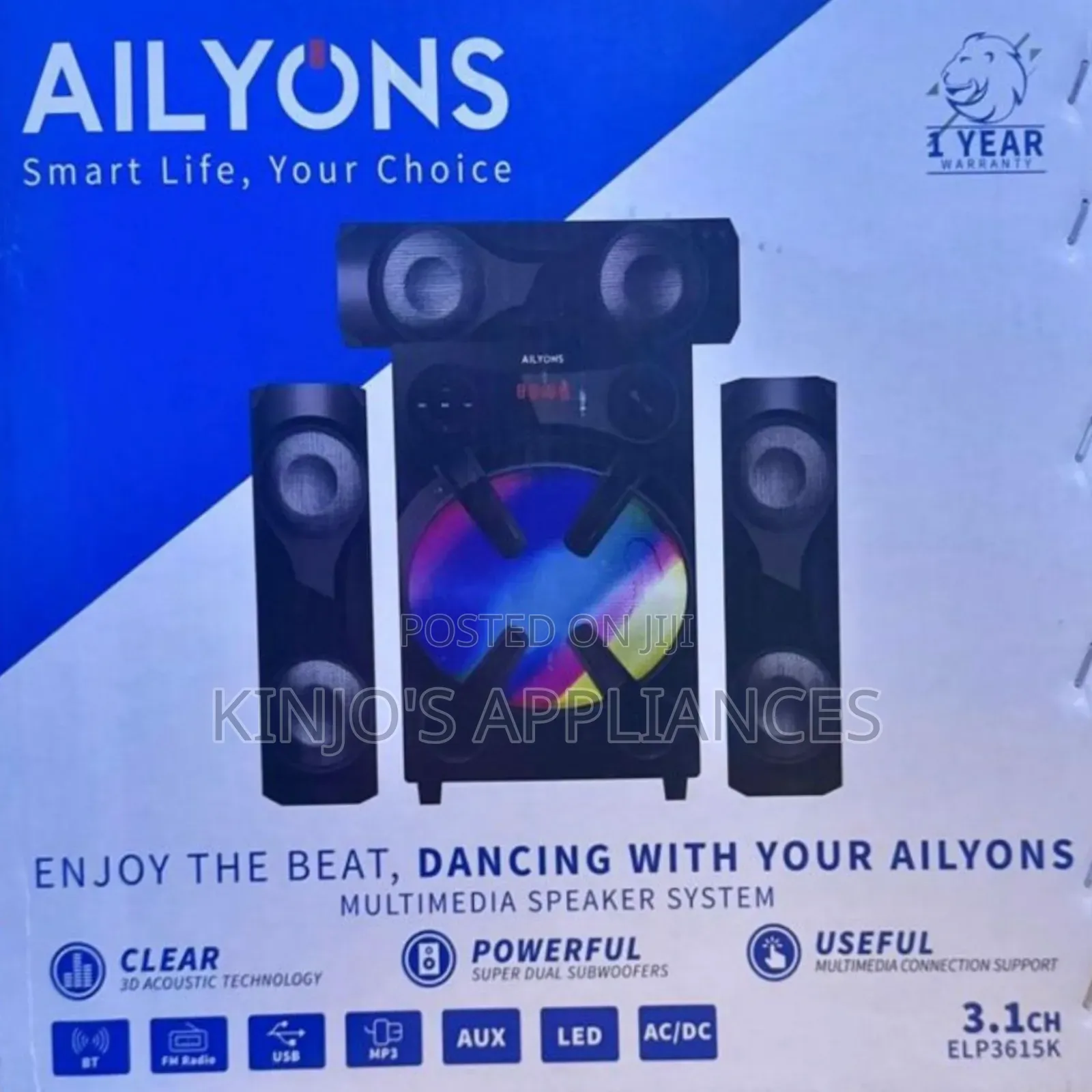 Ailyons Elp3614k 3.1 Ch Subwoofer Home Theatre Multimedia Speaker