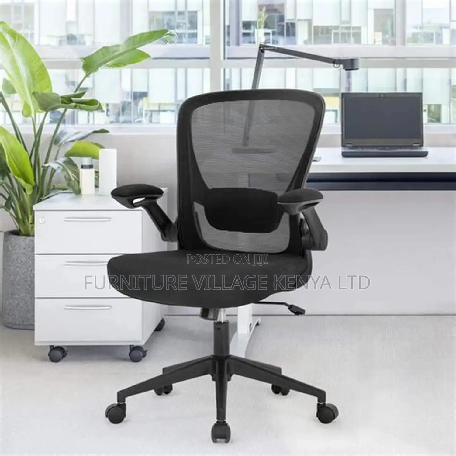High Back Computer Chair With Flip-up Armrest