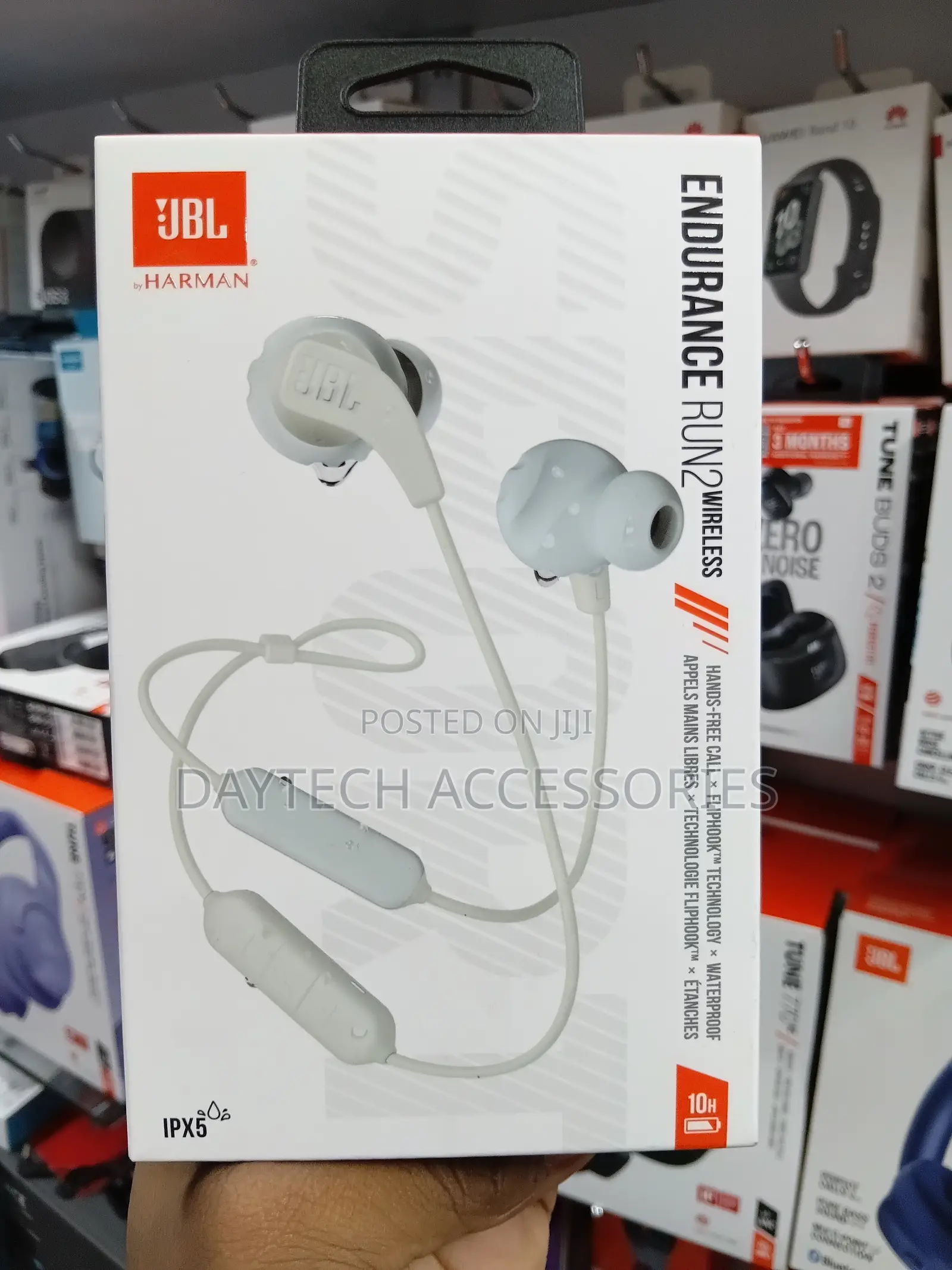 JBL Endurance Run 2 Wireless Headphones in White.