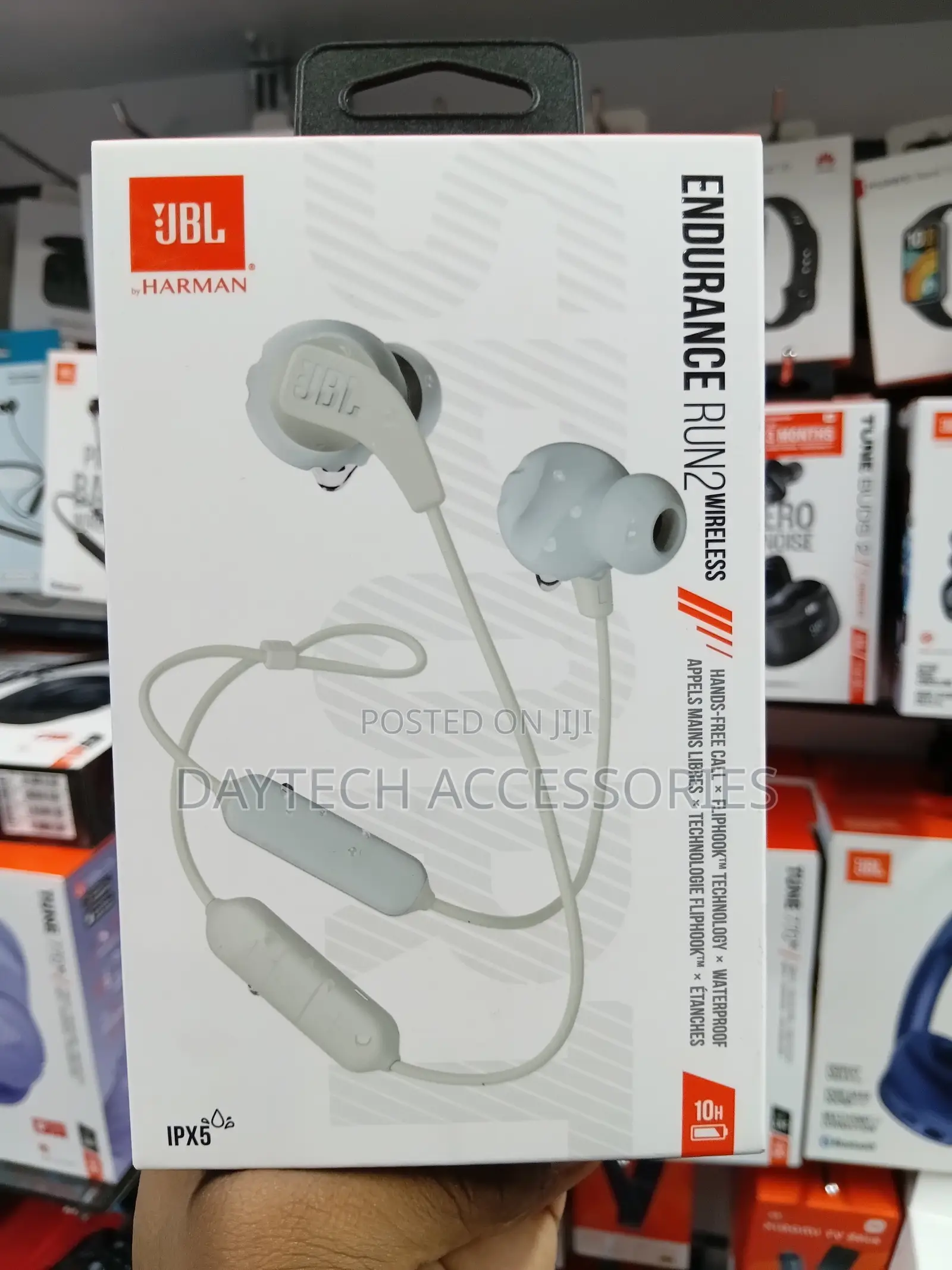 JBL Endurance Run 2 Wireless Headphones in White.